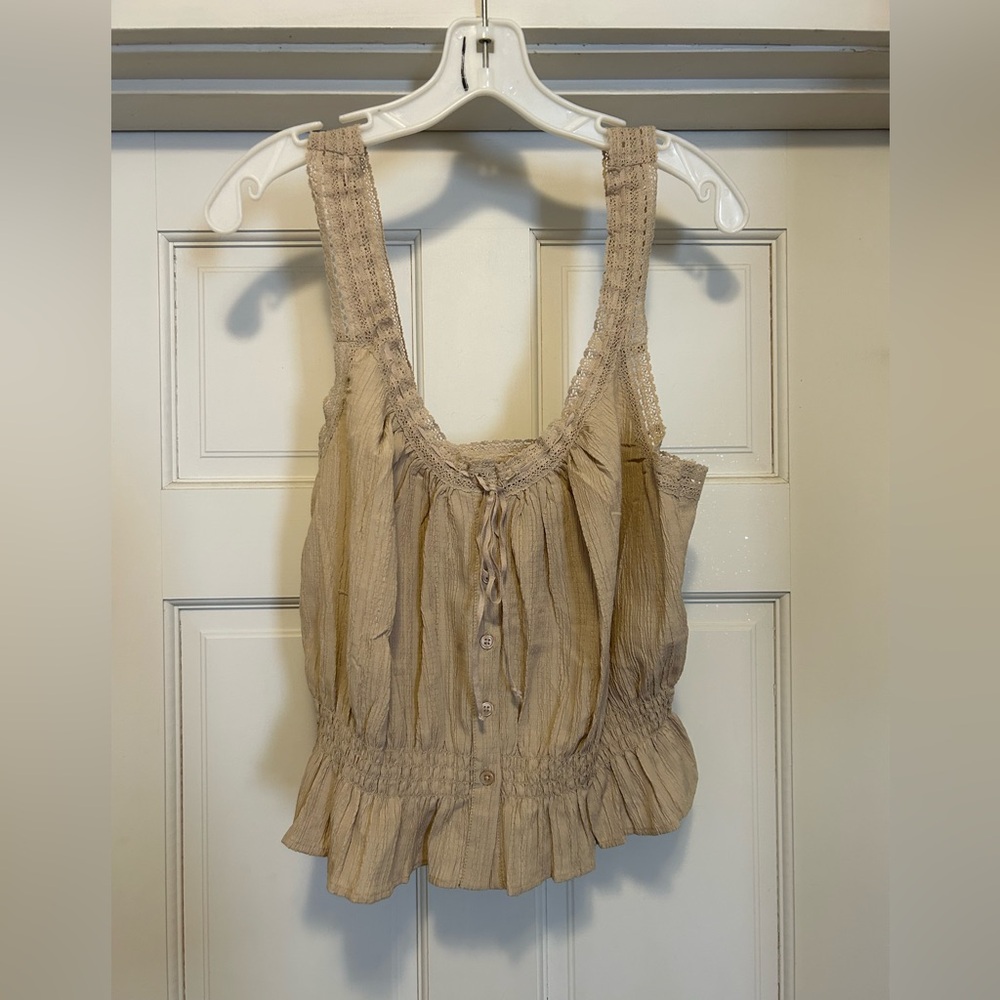 American Eagle Crop Peasant Top- Medium